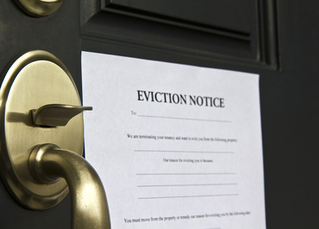 Eviction notice posted on door